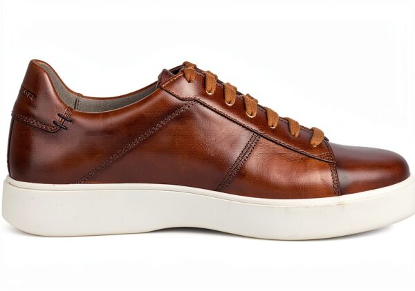 Sneaker Uomo Pelle Cognac Scarpe Basse Casual Comode-3