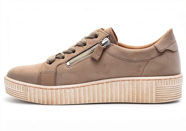 Gabor Sneaker Donna Grigio Lino Pelle Casual Tacco Piatto-1