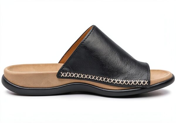 Zoccoli Gabor pelle donna nero bianco tacco piatto-3