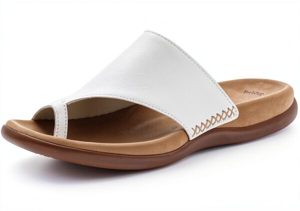 Zoccoli Gabor pelle donna bianco nero tacco piatto-0