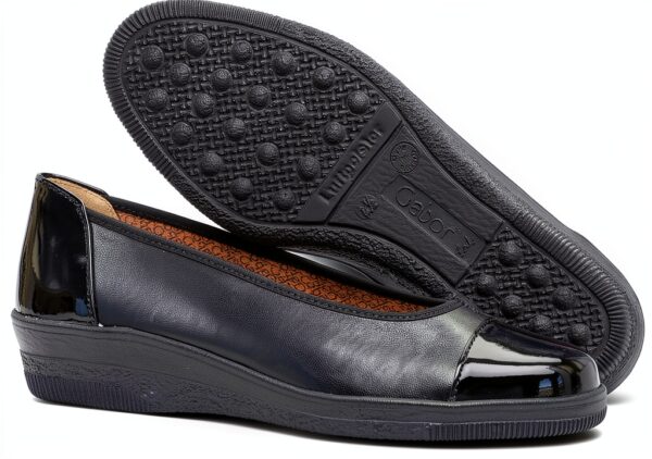 Shoes Scarpe col tacco pelle zeppa donna Nero Blu-7