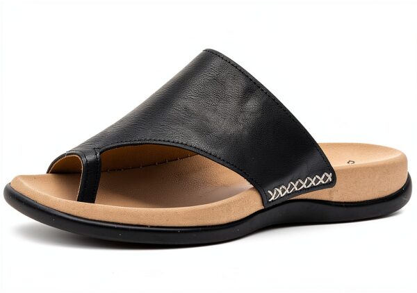 Zoccoli Gabor pelle donna nero bianco tacco piatto-0