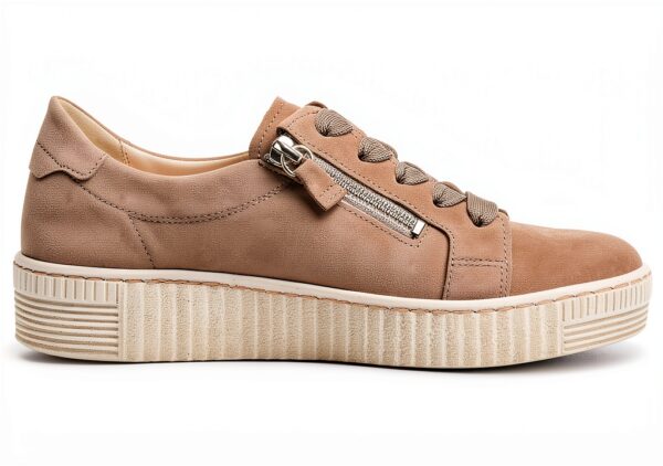 Gabor Sneaker Donna Grigio Lino Pelle Casual Tacco Piatto-3