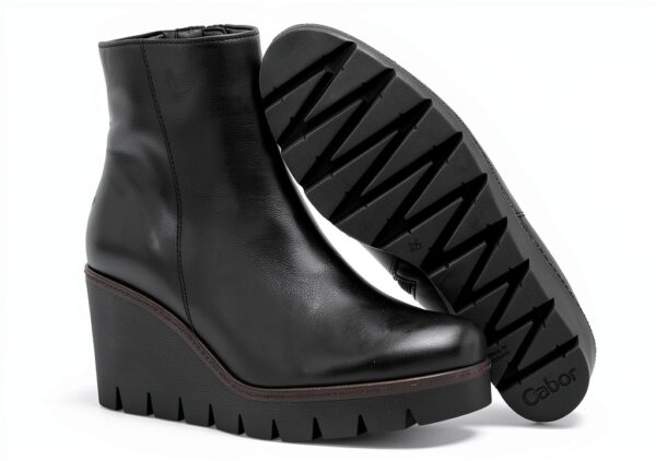Stivaletti Gabor pelle zeppa donna stivali invernali neri-5