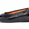 Shoes Scarpe col tacco pelle zeppa donna Nero Blu-1