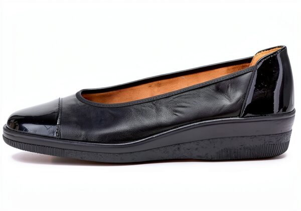 Shoes Scarpe col tacco pelle zeppa donna Nero Blu-1