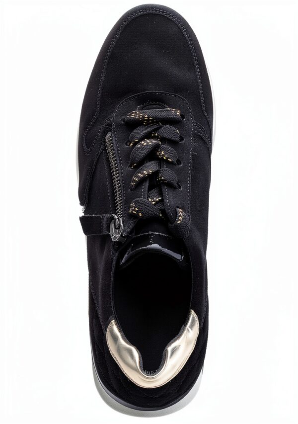 Gabor Sneaker Donna Nero Sun Pelle Grezza Zeppa 4.5 cm-4