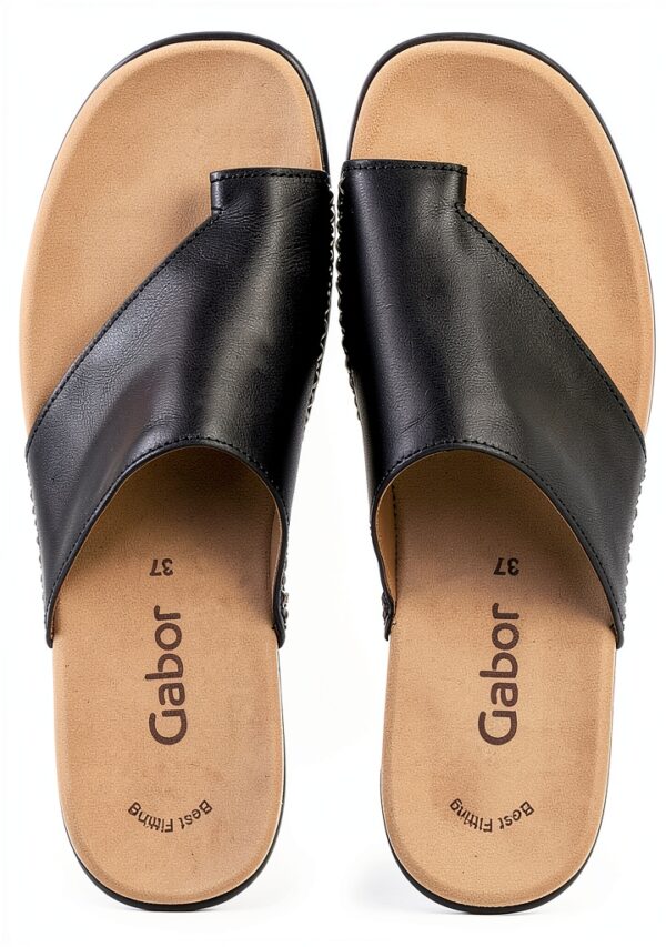 Zoccoli Gabor pelle donna nero bianco tacco piatto-6