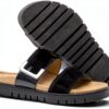 Zoccoli Vernice Pelle Nero Coniglio Uomo Donna Casual-7