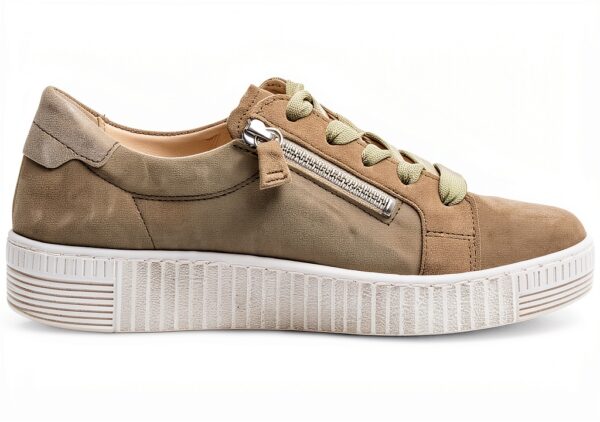 Gabor Sneaker Donna Pelle Grigio Lino Cannella Verde-3