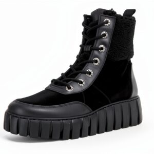 Stivaletti Gabor pelle grezza donna lacci cerniera nero-0