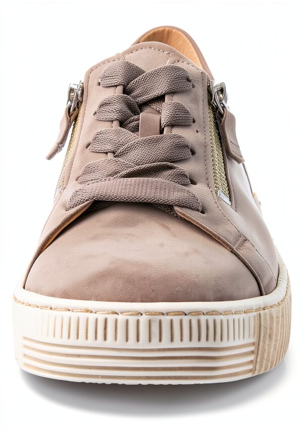 Gabor Sneaker Donna Grigio Lino Pelle Casual Tacco Piatto-4