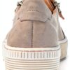 Gabor Sneaker Donna Grigio Lino Pelle Casual Tacco Piatto-2