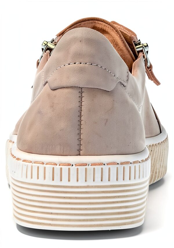 Gabor Sneaker Donna Grigio Lino Pelle Casual Tacco Piatto-2