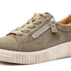 Gabor Sneaker Donna Pelle Grigio Lino Cannella Verde-0