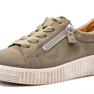 Gabor Sneaker Donna Pelle Grigio Lino Cannella Verde-0