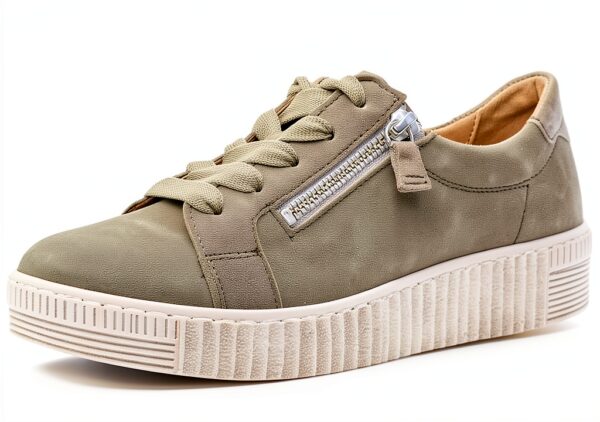 Gabor Sneaker Donna Pelle Grigio Lino Cannella Verde-0