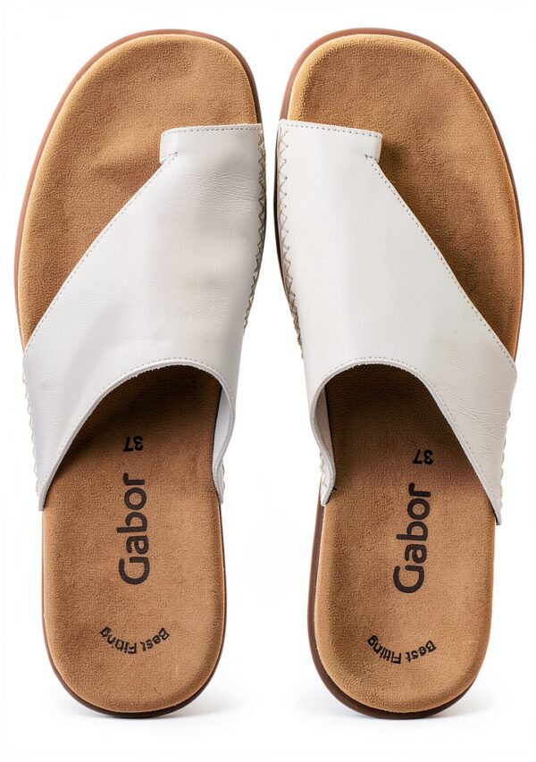 Zoccoli Gabor pelle donna bianco nero tacco piatto-8