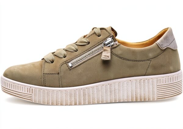 Gabor Sneaker Donna Pelle Grigio Lino Cannella Verde-1