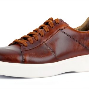 Sneaker Uomo Pelle Cognac Scarpe Basse Casual Comode-0