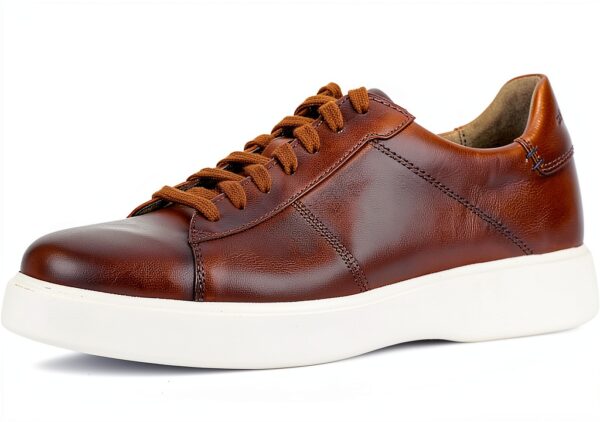 Sneaker Uomo Pelle Cognac Scarpe Basse Casual Comode-0