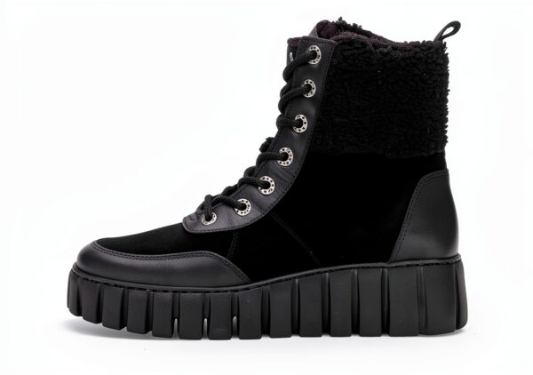 Stivaletti Gabor pelle grezza donna lacci cerniera nero-1