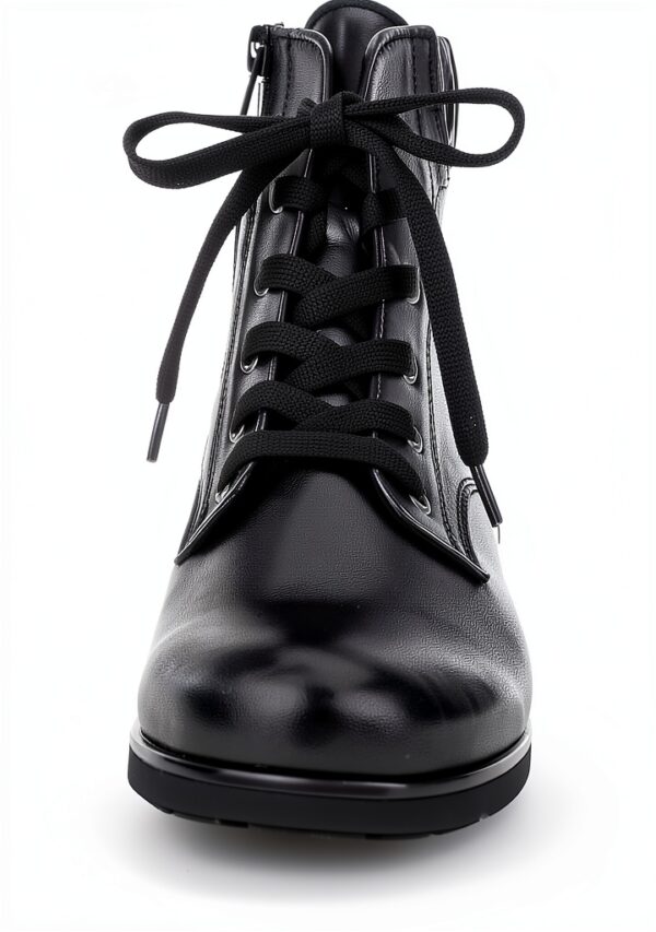 Stivaletti Donna Pelle Nero Schwarz 27 Lacci Tacco Blocco-4