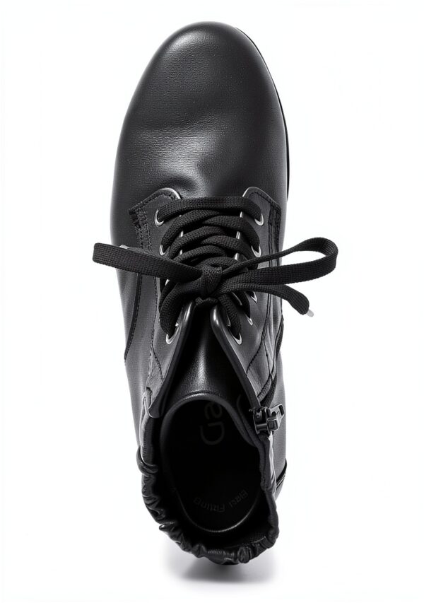 Stivaletti Donna Pelle Nero Schwarz 27 Lacci Tacco Blocco-5