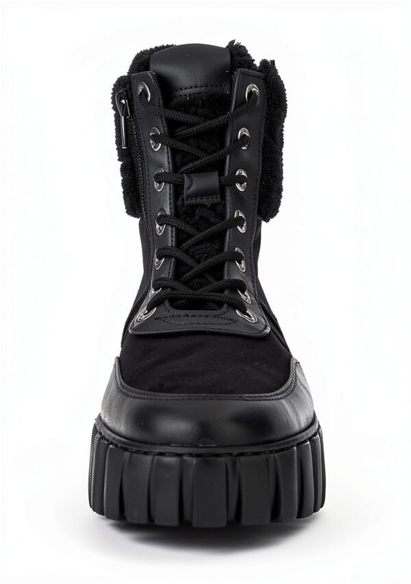 Stivaletti Gabor pelle grezza donna lacci cerniera nero-4