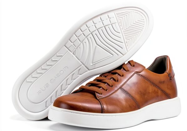 Sneaker Uomo Pelle Cognac Scarpe Basse Casual Comode-6