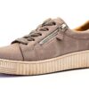 Gabor Sneaker Donna Grigio Lino Pelle Casual Tacco Piatto-0