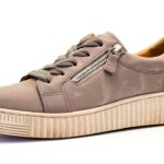 Gabor Sneaker Donna Grigio Lino Pelle Casual Tacco Piatto-0