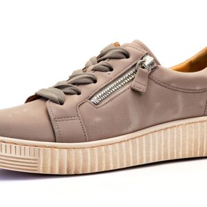 Gabor Sneaker Donna Grigio Lino Pelle Casual Tacco Piatto-0