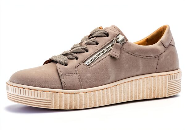 Gabor Sneaker Donna Grigio Lino Pelle Casual Tacco Piatto-0