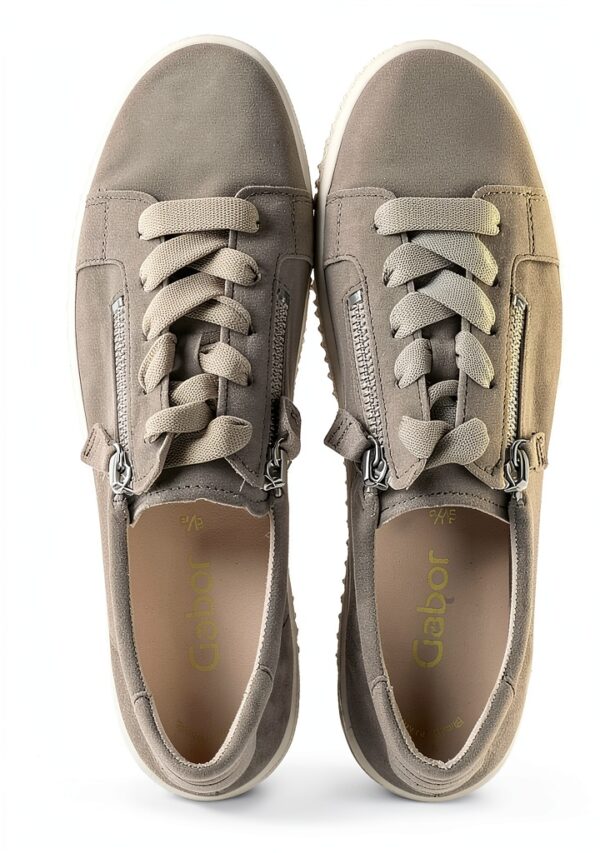 Gabor Sneaker Donna Pelle Grigio Lino Cannella Verde-6