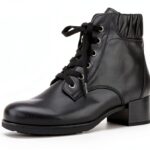 Stivaletti Donna Pelle Nero Schwarz 27 Lacci Tacco Blocco-0