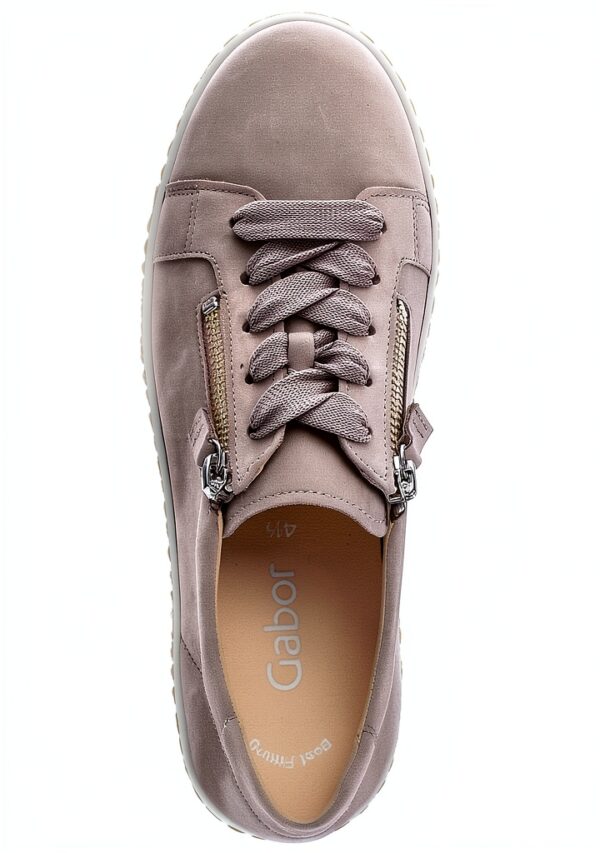 Gabor Sneaker Donna Grigio Lino Pelle Casual Tacco Piatto-5