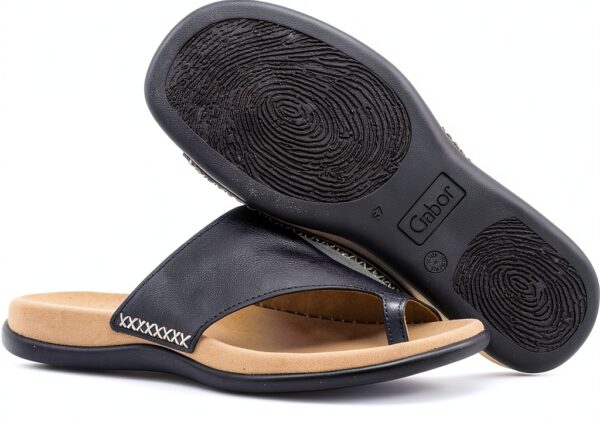 Zoccoli Gabor pelle donna nero bianco tacco piatto-5