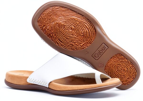 Zoccoli Gabor pelle donna bianco nero tacco piatto-7