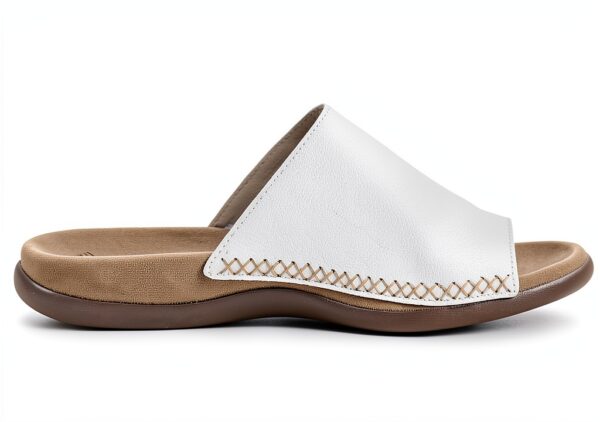 Zoccoli Gabor pelle donna bianco nero tacco piatto-3