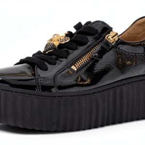 Gabor Sneaker Donna Vernice Nero Blu Argento Antico-0
