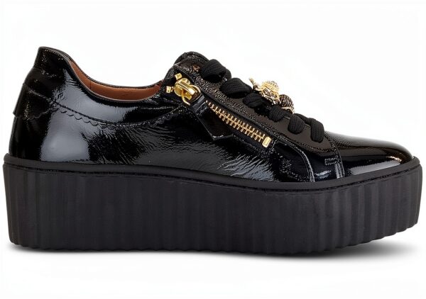 Gabor Sneaker Donna Vernice Nero Blu Argento Antico-3