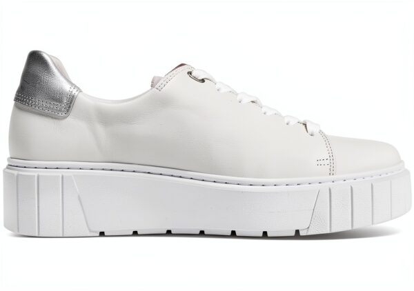 Sneaker Low-Top MarcaX Bianco Argento Scarpe-3