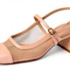 Stuart Weitzman MAEVE Mary Jane Slingback Scarpe Donna Beige Nero-6