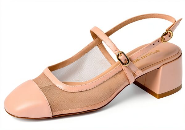 Stuart Weitzman MAEVE Mary Jane Slingback Scarpe Donna Beige Nero-6