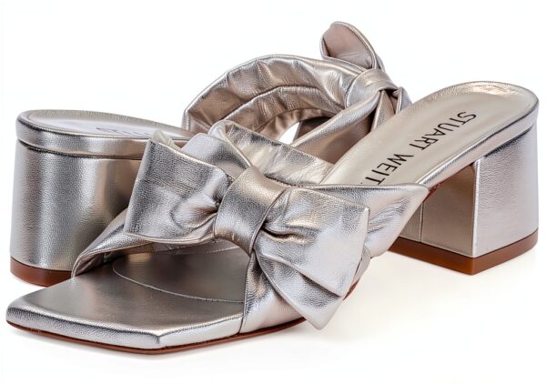 Stuart Weitzman Slide Donna Argento 35.5 EU Eleganti Sandali Estivi-6