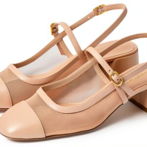 Stuart Weitzman MAEVE Mary Jane Slingback Scarpe Donna Beige Nero-0