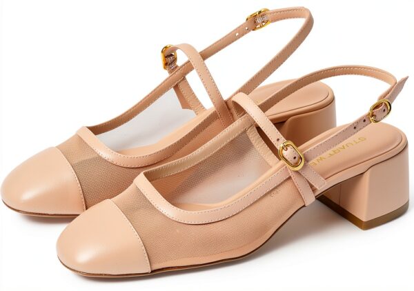 Stuart Weitzman MAEVE Mary Jane Slingback Scarpe Donna Beige Nero-0