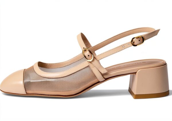 Stuart Weitzman MAEVE Mary Jane Slingback Scarpe Donna Beige Nero-3