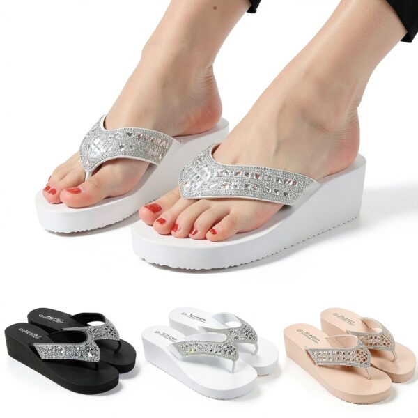 Ciabatte Infradito con Tacco Zeppa – Bianco, Nero, Pink – 36‑40 EU-1